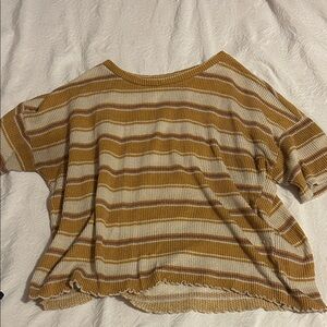 American Eagle Striped Sweater in Yellow and Cream